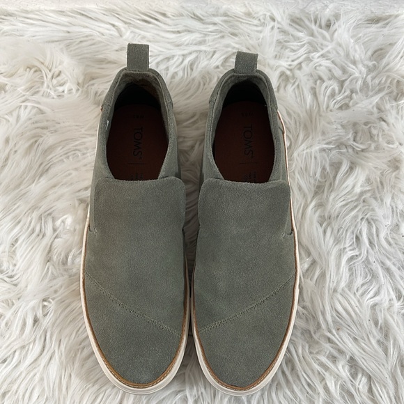 TOMS Paxton Vetiver Grey Suede Slip On Shoes Size 8.5 - Picture 3 of 13